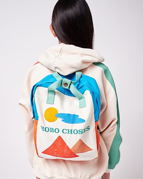 Bobo Choses School Bag - Landscape - 23 x 27 x 10 cm - 100% Organic Cotton Kindergarten Backpacks