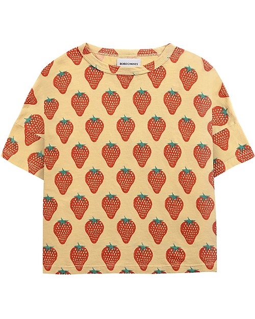 Bobo Choses Short Sleeve T-Shirt - Strawberry All Over - 100% Organic Cotton T-shirts