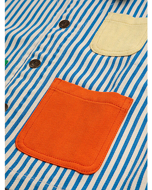 Bobo Choses Striped Color Block Denim Jacket - Blue - 100% Cotton Jackets