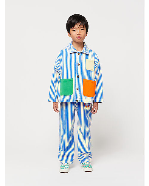 Bobo Choses Striped Color Block Denim Jacket - Blue - 100% Cotton Jackets