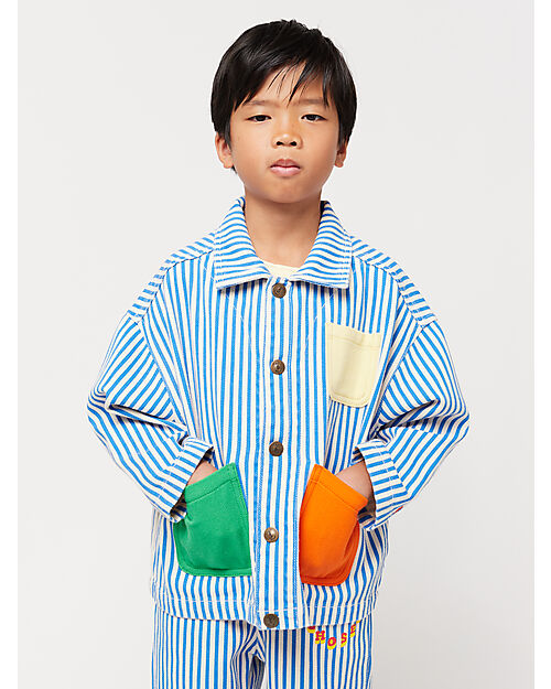 Bobo Choses Striped Color Block Denim Jacket - Blue - 100% Cotton Jackets