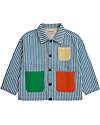 Bobo Choses Striped Color Block Denim Jacket - Blue - 100% Cotton Jackets