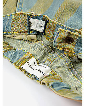 Bobo Choses Striped Denim Pants - Light Blue/Green - Cotton Jeans