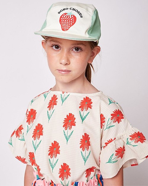 Bobo Choses T-Shirt with Ruffle Sleeves - Petunia All Over - 100% Organic Cotton T-shirts