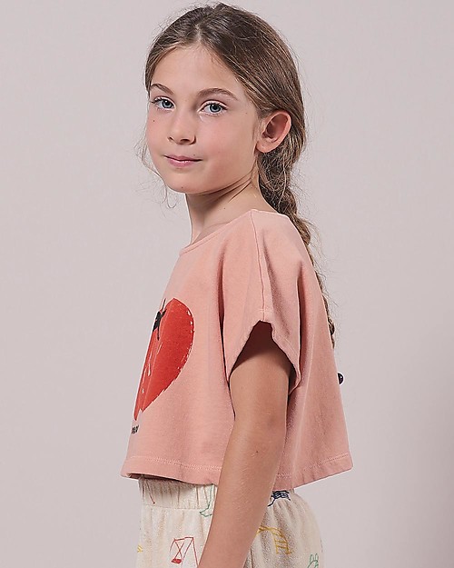Bobo Choses Tomato Cropped sweatshirt - dusty pink - 100% organic cotton T-shirts