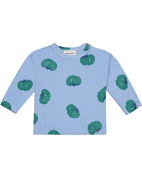 Bobo Choses Tomatoes Long Sleeve T-shirt - Powder Blue - 100% Organic Cotton Long Sleeves Tops