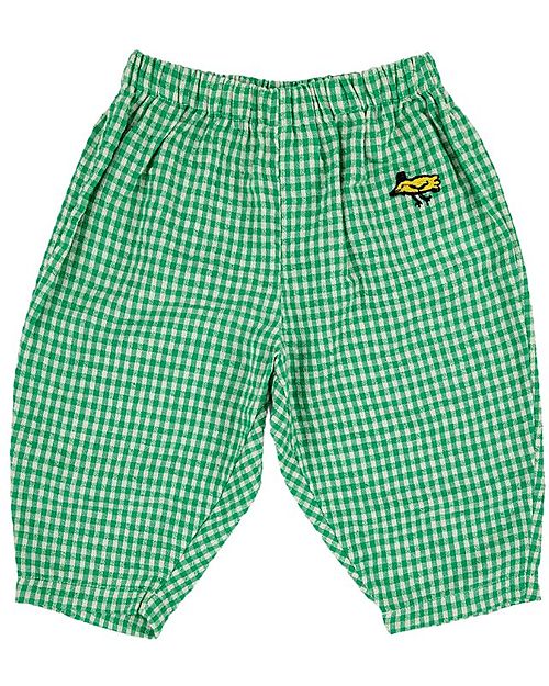 Bobo Choses Vichy Checked Pants - Light Green - Cotton Trousers