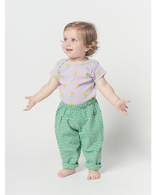 Bobo Choses Vichy Checked Pants - Light Green - Cotton Trousers