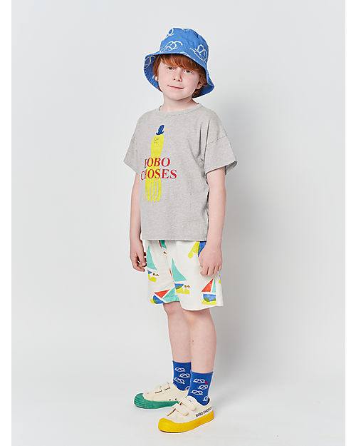 Bobo Choses Yellow Squid T-shirt - Light Heather Grey - 100% BCI Cotton T-shirts