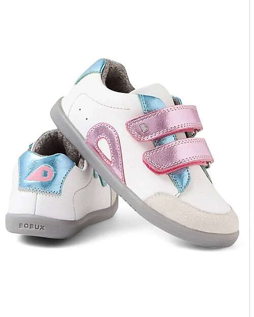 Bobux I Walk Blaze Shoes - White and Pink Metallic - Premium Leather - Advanced Walkers Shoes