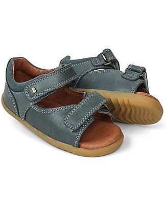 Bobux I-Walk Driftwood Sandal - Slate - Double Strap Closure and flexible Sole! Shoes