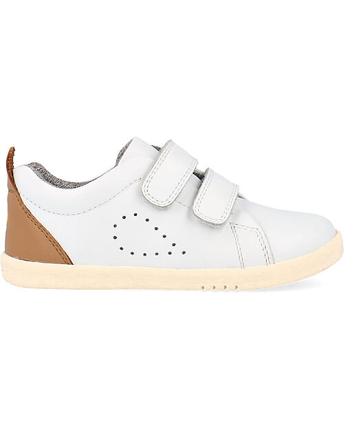 Bobux I Walk Grass Court Shoes White and Caramel Expert