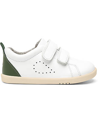 Bobux I Walk Grass Court Shoes - White and Forest - Expert Walkers Shoes