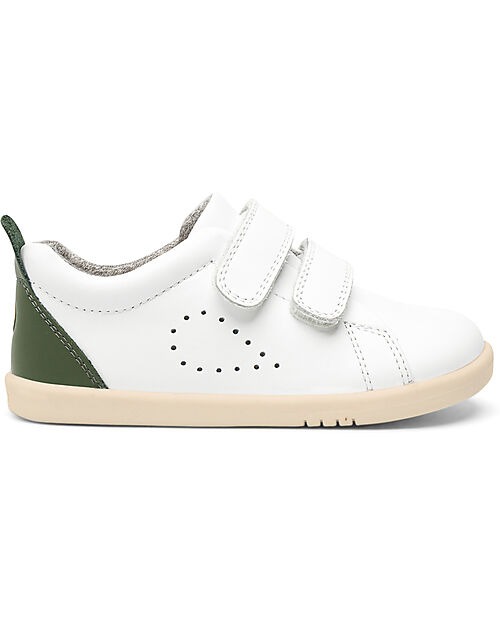 Bobux I Walk Grass Court Shoes - White and Forest - Expert Walkers Sneakers