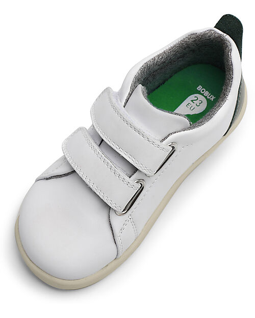 Bobux I Walk Grass Court Shoes - White and Forest - Expert Walkers Sneakers
