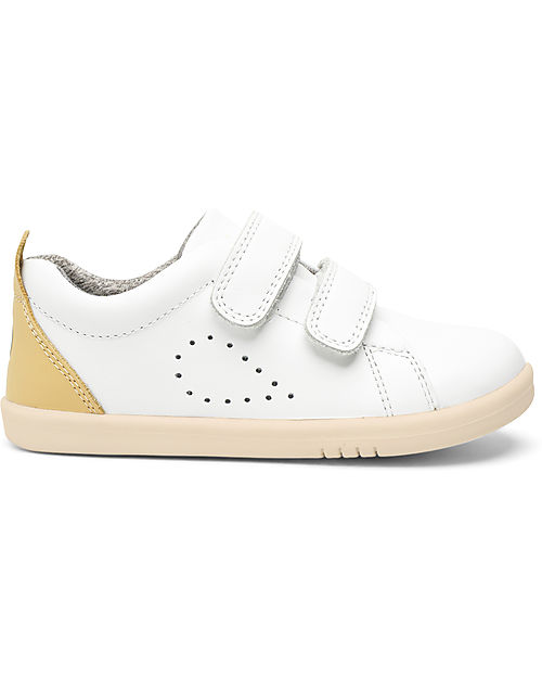 Bobux I Walk Grass Court Shoes - White and Sand - Expert Walkers Sneakers