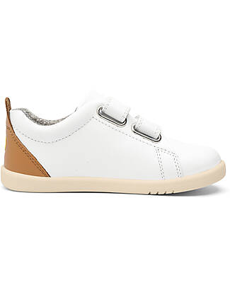 Bobux I Walk Grass Court Shoes - White/Caramel - Expert Walkers Sneakers
