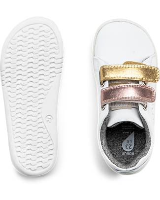 Bobux I Walk Grass Court Switch Shoe - White - Rose Gold and Gold Strap Shoes