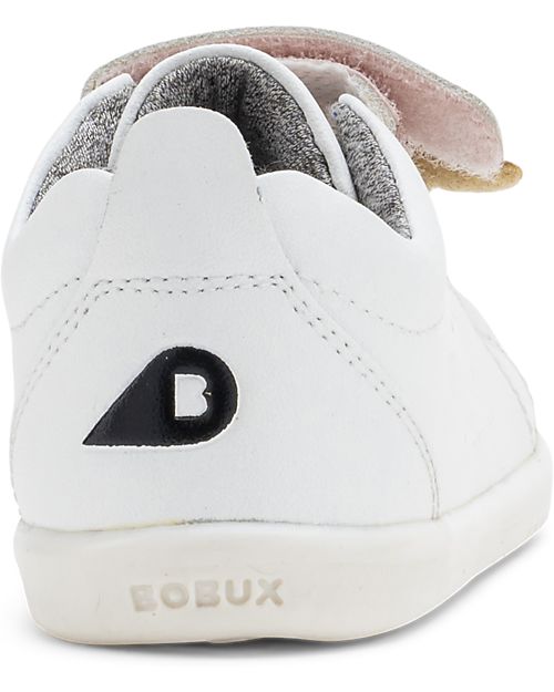Bobux I Walk Grass Court Switch Shoe - White - Rose Gold and Gold Strap Sneakers