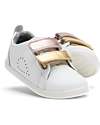 Bobux I Walk Grass Court Switch Shoe - White - Rose Gold and Gold Strap Sneakers