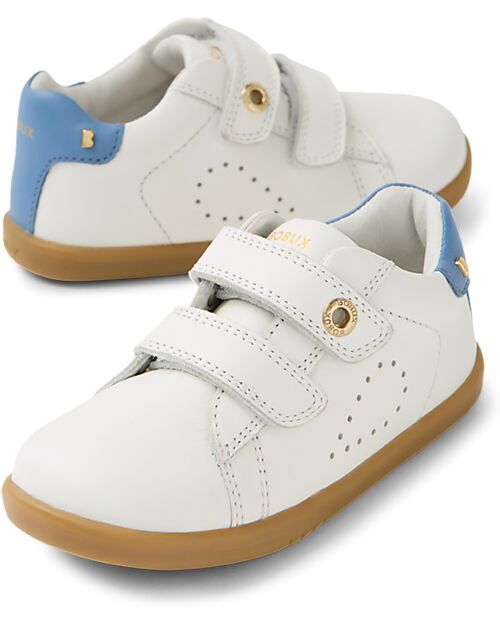 Bobux I Walk Maverick Shoe - White Coronet Blue - Premium Leather - Advanced Walkers Shoes