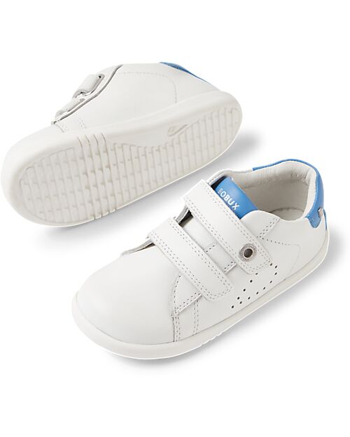 Bobux I Walk Maverick Shoes - White and Azure - Premium Leather - Advanced Walkers Shoes