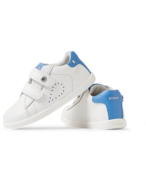 Bobux I Walk Maverick Shoes - White and Azure - Premium Leather - Advanced Walkers Shoes