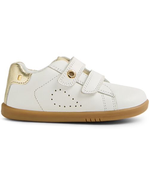 Bobux I Walk Maverick Shoes - White and Gold - Premium Leather - Advanced Walkers Shoes