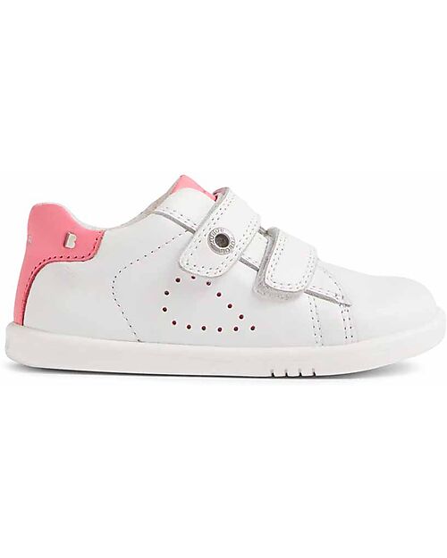 Bobux I Walk Maverick Shoes - White and Pink Lemonade - Premium Leather - Advanced Walkers Shoes