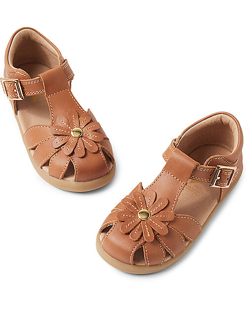 Bobux I Walk Petal sandals - Caramel - with Flower Sandals