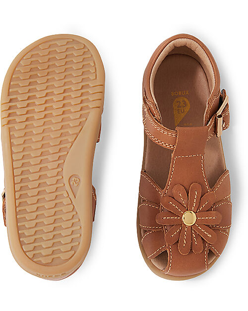 Bobux I Walk Petal sandals - Caramel - with Flower Sandals