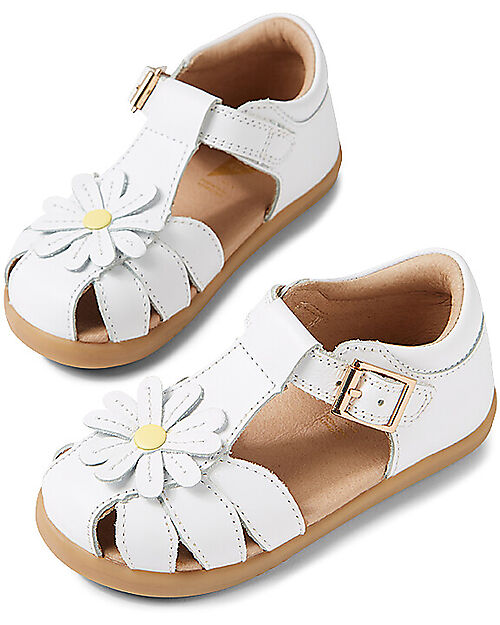 Bobux I Walk Petal Sandals - White - with Flowers - Super flexible sole! Sandals