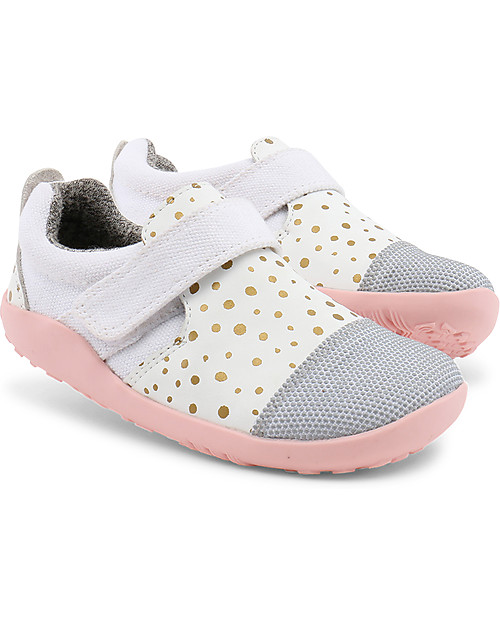 Bobux I-Walk Play Aktiv Shoe, White/Gold Splash - Super flexible sole! Shoes