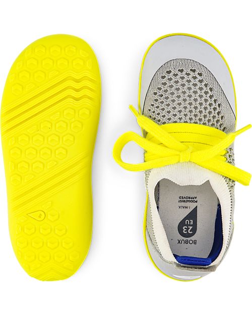 Bobux I-Walk Play Knit Shoe - Grey/White - Stretchy Knitted Midsection! Shoes