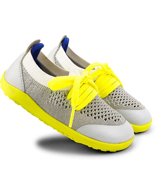 Bobux I-Walk Play Knit Shoe - Grey/White - Stretchy Knitted Midsection! Shoes