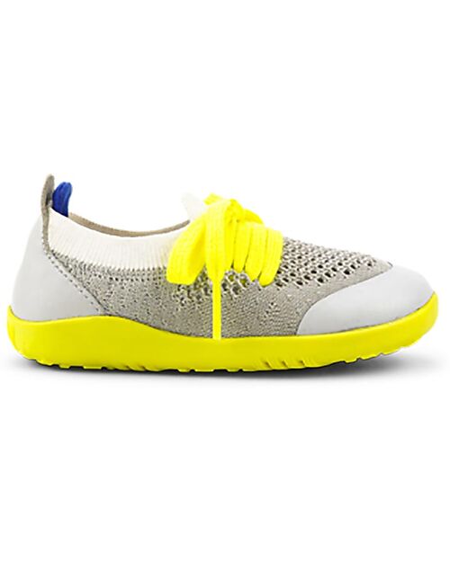 Bobux I-Walk Play Knit Shoe - Grey/White - Stretchy Knitted Midsection! Shoes