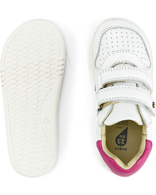 Bobux I-Walk Riley Shoe - White/Pink - Retro Style Sneakers