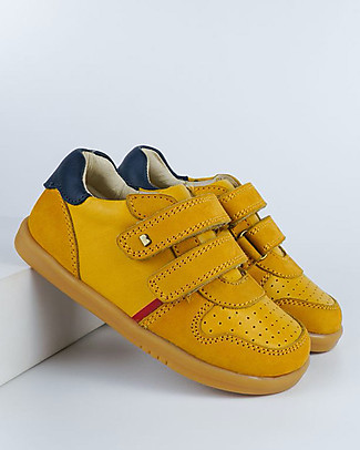 Bobux I Walk Riley - Yellow Charteuse and Navy Shoe - Retro Style Shoes