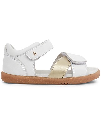 Bobux I-Walk Sail Sandal, White/Gold - Super flexible sole! Special Occasion
