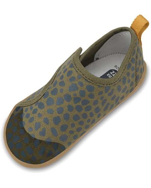 Bobux I Walk Shoe - Dusk Olive Dalmation - Organic Cotton - Perfect Slippers at Home or in Kindergarten! Slippers