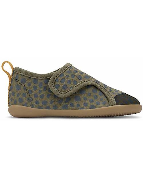 Bobux I Walk Shoe - Dusk Olive Dalmation - Organic Cotton - Perfect Slippers at Home or in Kindergarten! Slippers