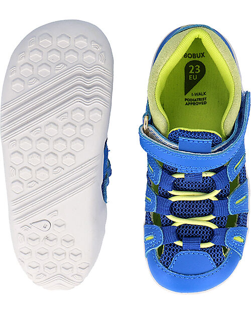 Bobux I Walk Summit Sandal - Snorkel Blue and Sunny Lime - Expert Walkers Sandals