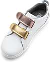 Bobux Kid Plus Grass Court Switch - White - Interchangeable Straps Rose and Rosegold - Padded and Flexible Sole! Sneakers