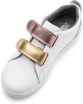 Bobux Kid Plus Grass Court Switch - White - Interchangeable Straps Rose and Rosegold - Padded and Flexible Sole! Sneakers