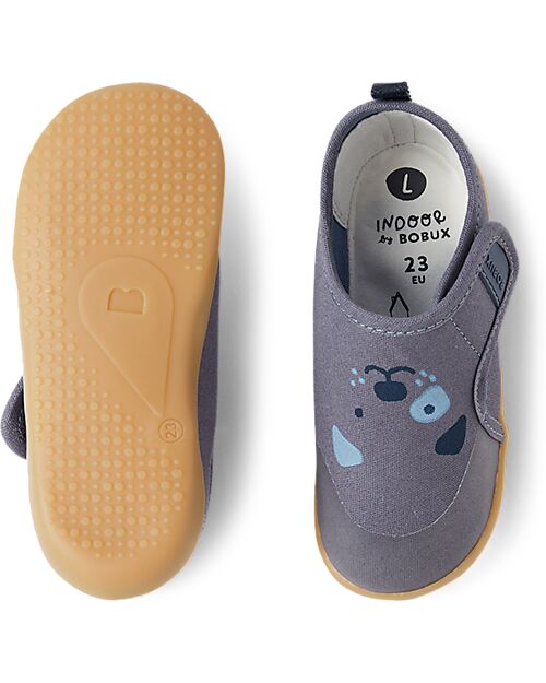Bobux Kid Plus Pure Nook Indoor Shoe - Puppy - Vintage Indigo - Perfect Slippers at Home or at School Slippers
