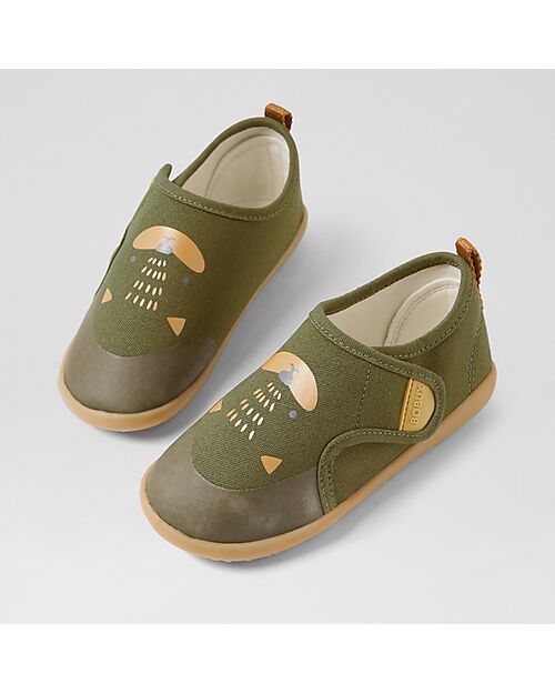 Bobux Kid Plus Pure Nook Indoor Shoes - Cat - Dried Herb - Perfect Slippers at Home or at School Slippers