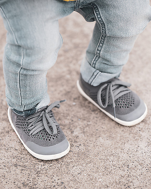 Bobux OUTLET Step-Up Play Knit Shoe - Smoke - Size 22, Stretchy Knitted Midsection! - Showroom Sample Shoes