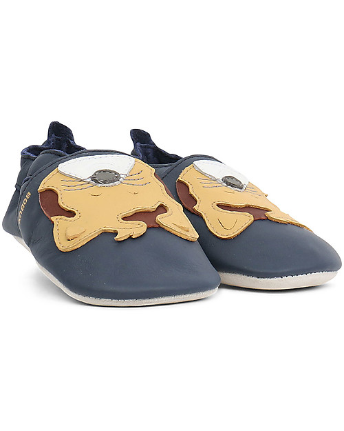 Bobux Soft Sole, Navy with Leopard - The next best thing after bare feet! Soft Sole Shoes