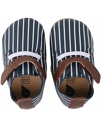 Bobux Soft Sole, White navy Stripe with Stretch - The next best thing after bare feet! Bobux Soft Sole