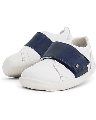 Bobux Step-Up Boston Shoe - White/Navy - Ultra flexible! Shoes